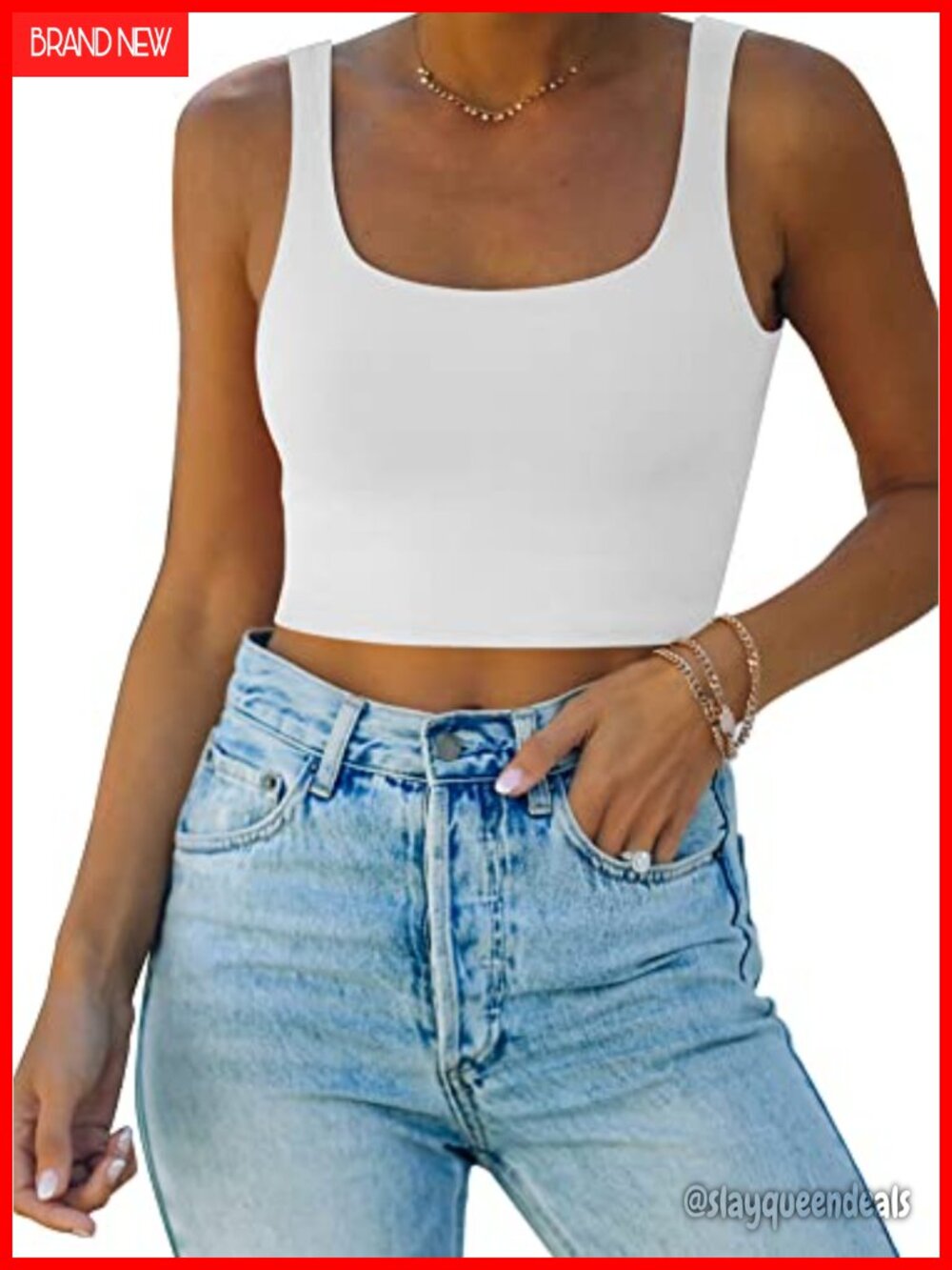 Seamless Double Lined Square Neck Cropped Tank Top Sleeveless Yoga Basic
